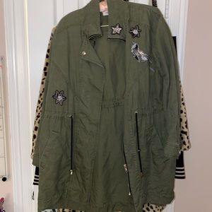 CAbi Hansen anorak patched utility jacket green size small